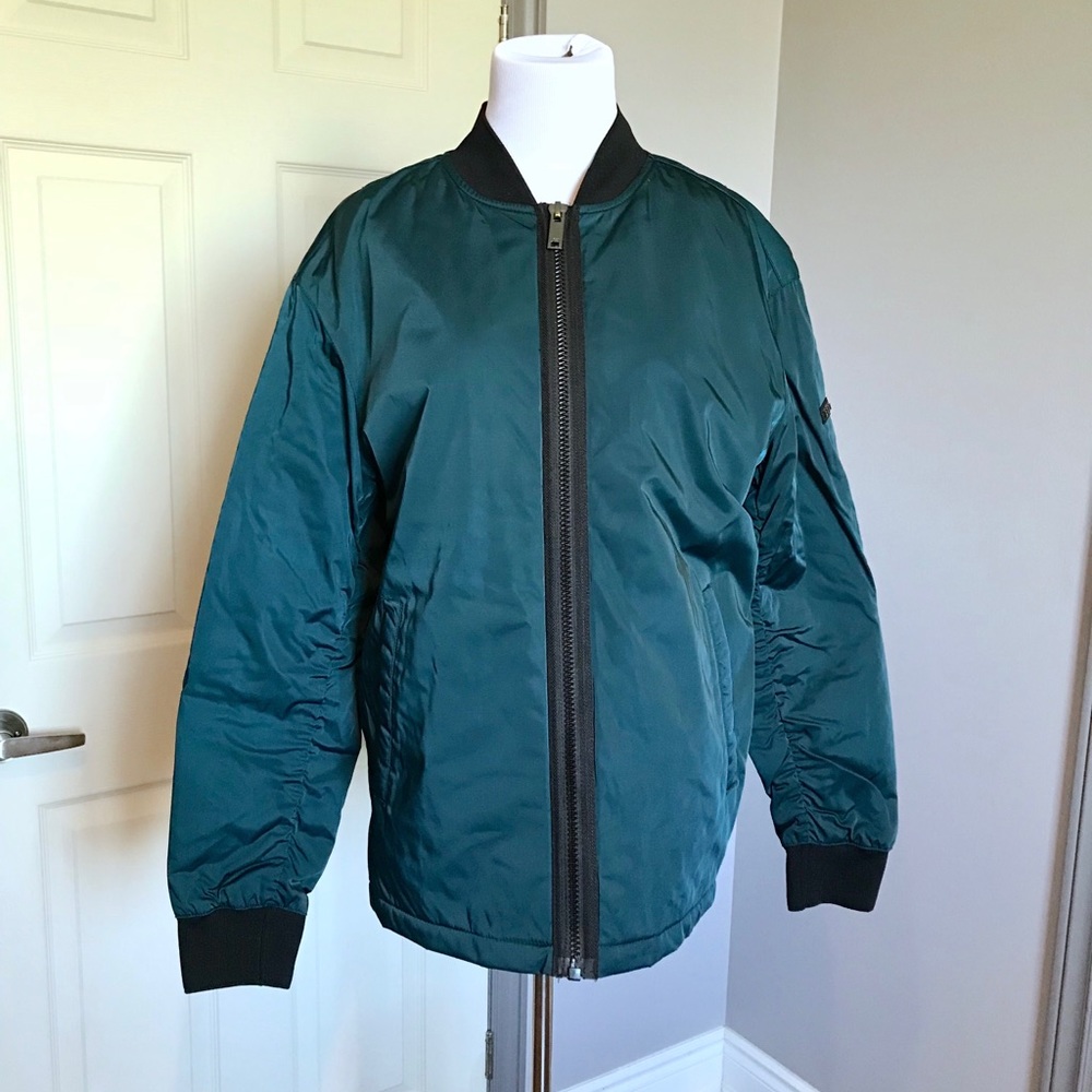 DKNY dark turquoise oversized bomber jacket , M